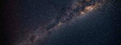 A breathtaking view of the Milky Way galaxy sparkling in the night sky over Punta Ballena, Uruguay.